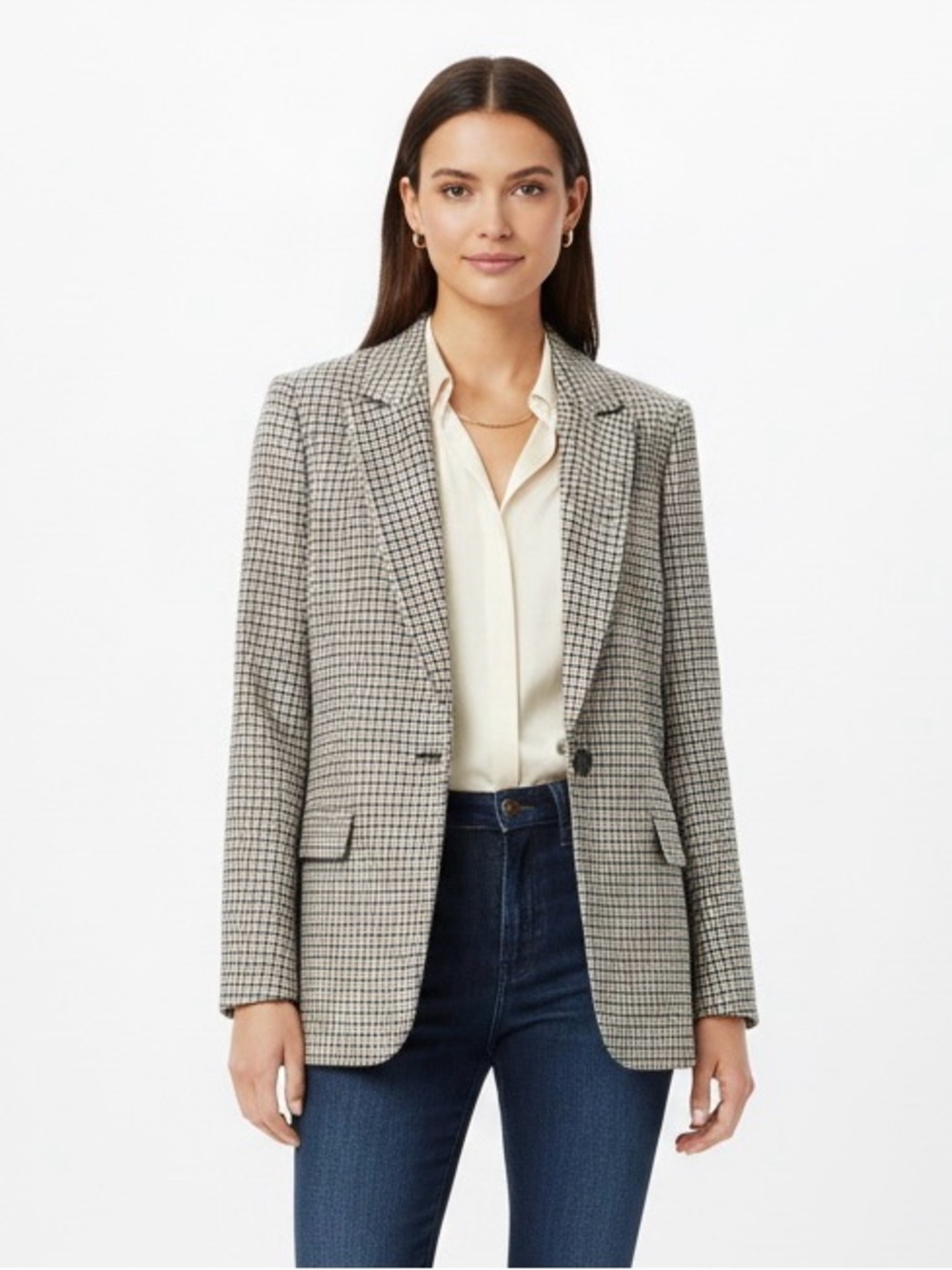 Vince Camuto Black, White and Tan Checked Blazer